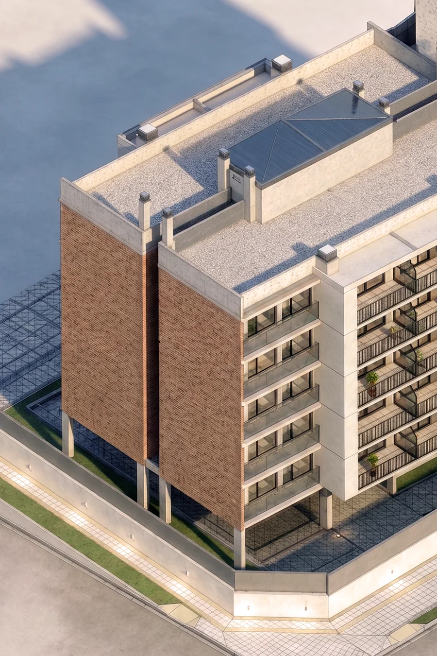 Render del edificio Luccioni, modelado en BIM por Estudio BIMA